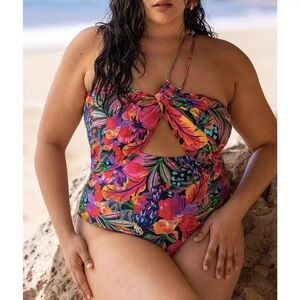 Eloquii One Shoulder Cutout Swimsuit